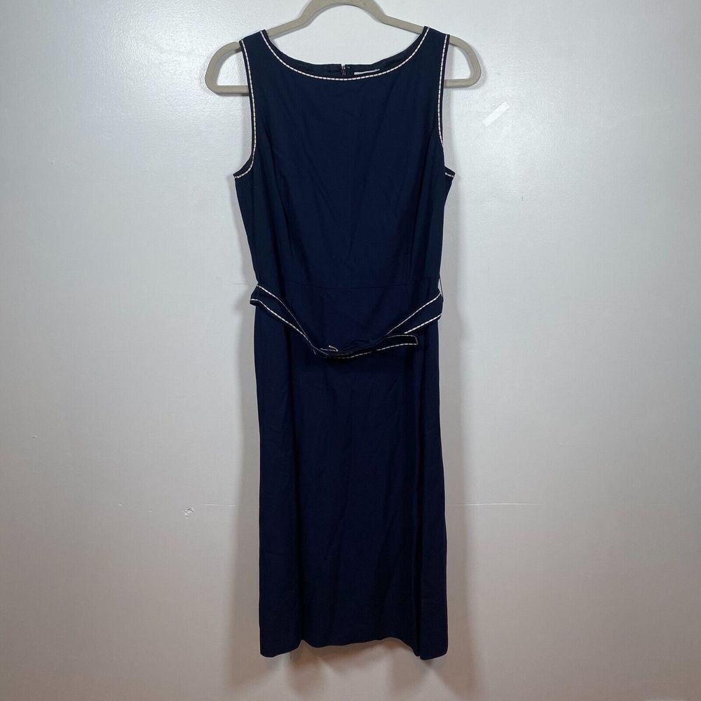 Loft‎ Dress Women's Size 10 Knee Length Sleeveless Navy Blue Wool Blend